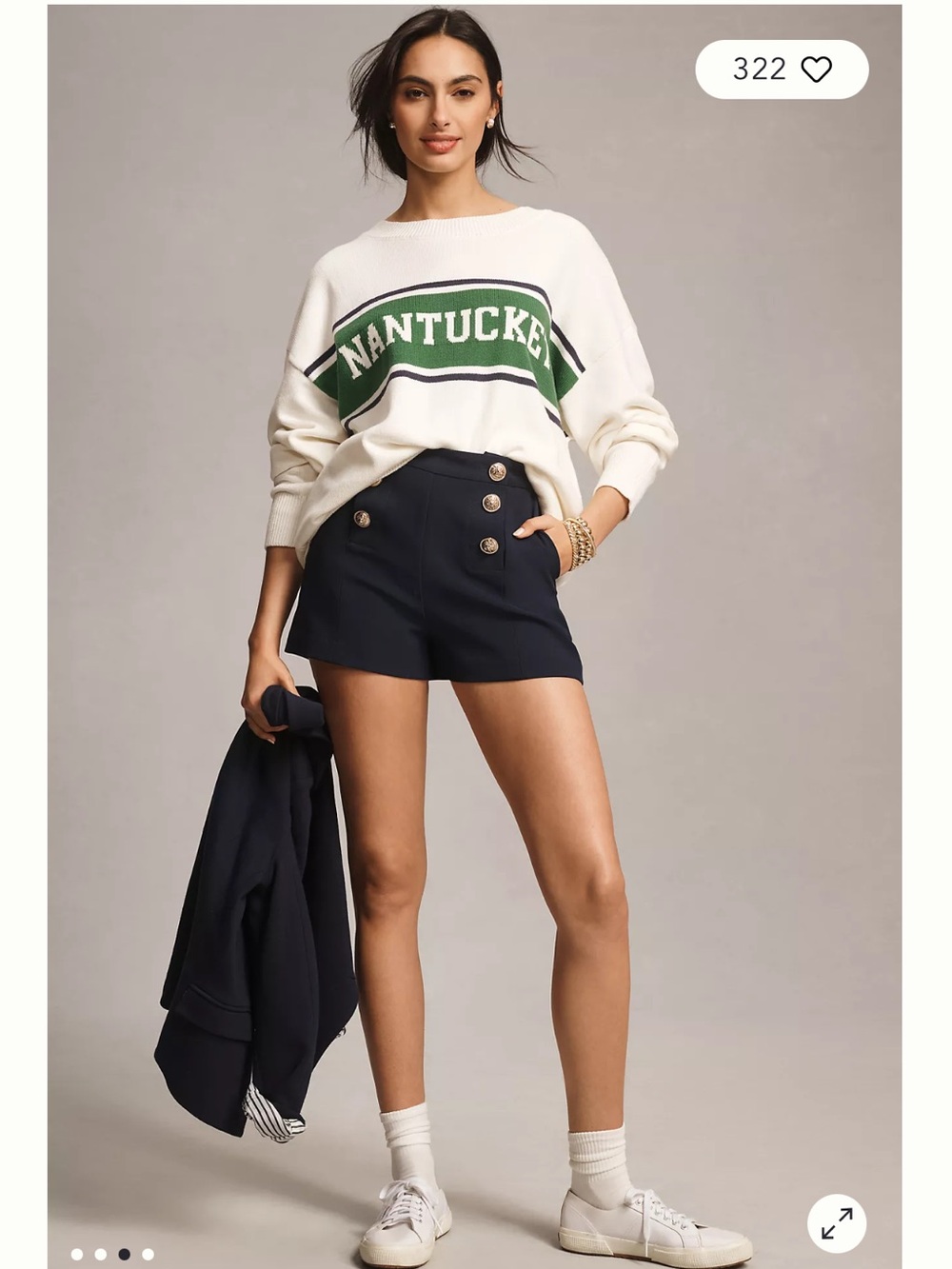 Moonrise Nantucket Oversized Cream Knit Pullover Sweatshirt - Picture 5 of 6